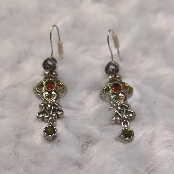 Elegant Silver and Orange Earrings - Picture 1 of 3